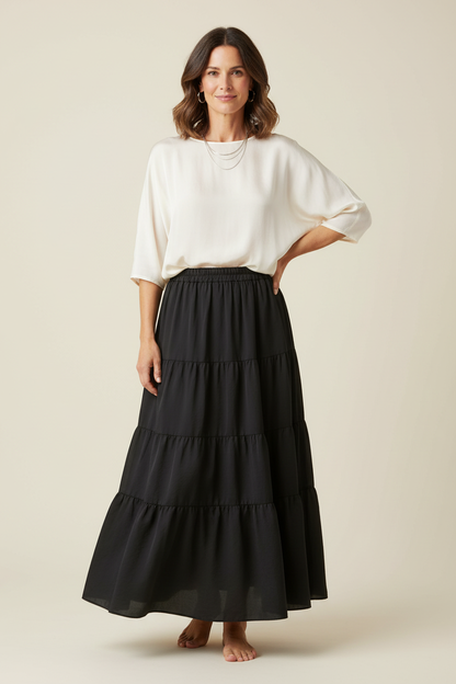 Tiered Silk Skirt