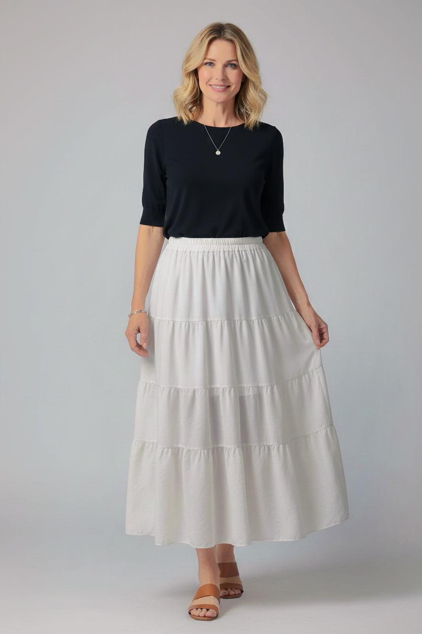 Tiered Silk Skirt