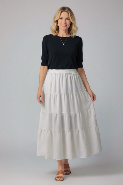 Tiered Silk Skirt