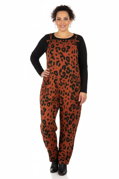 Leopard Jersey Dungarees