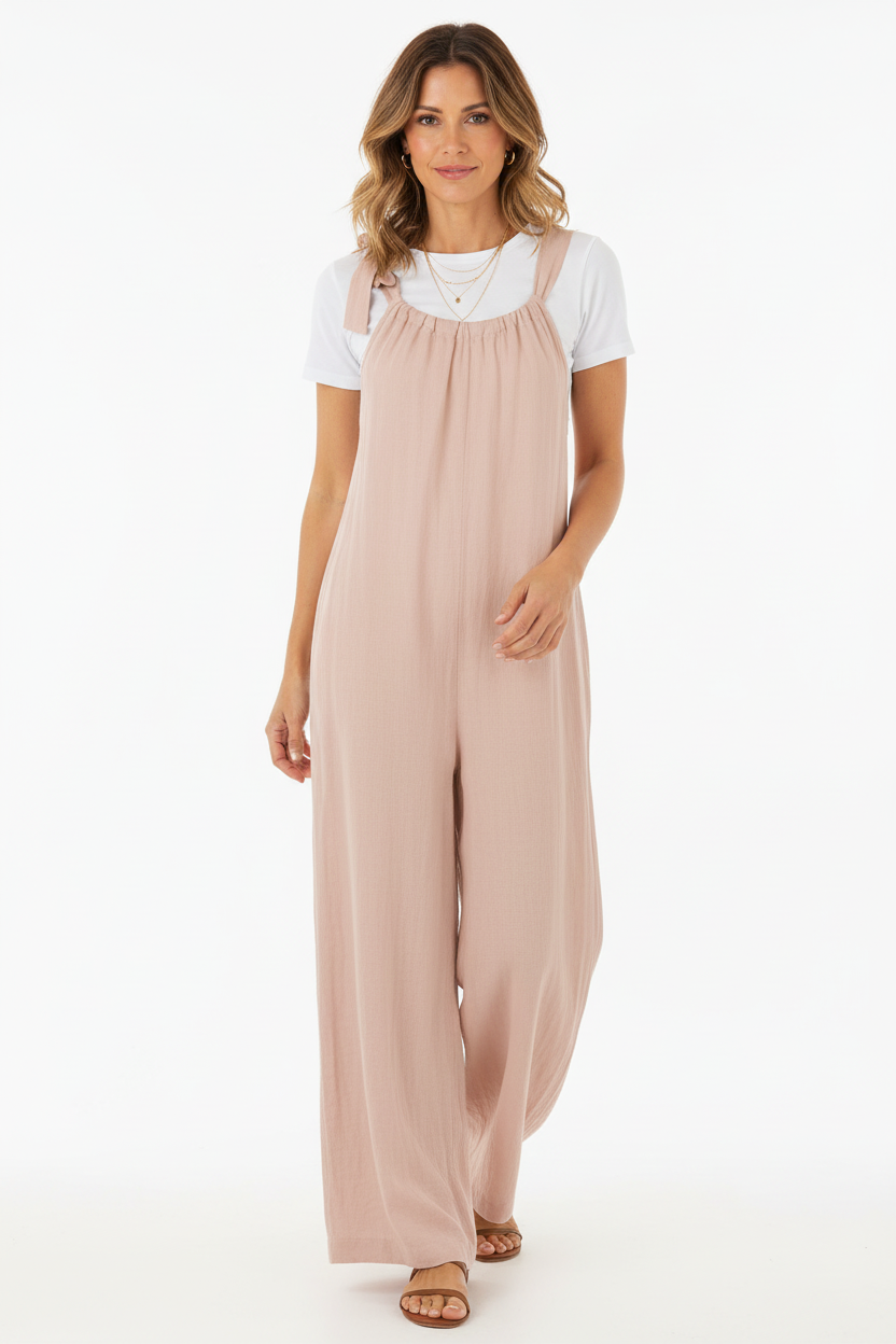 Side Tie Linen Jumpsuit