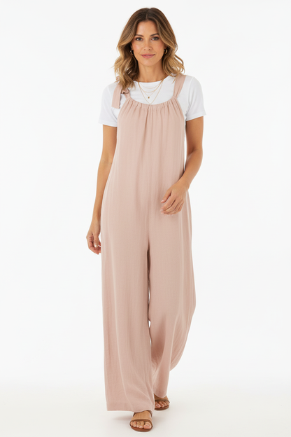 Side Tie Linen Jumpsuit