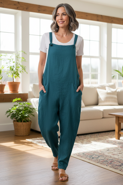 Tie Knot Linen Dungarees