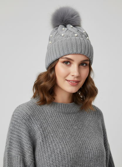 Pearl Cashmere Knit Hat