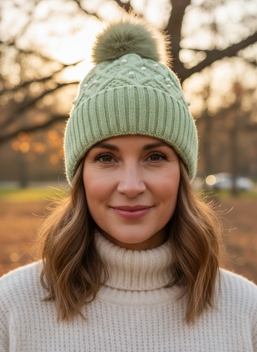 Pearl Cashmere Knit Hat