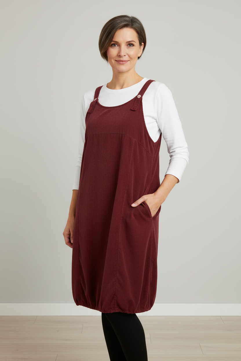 Corduroy Pinafore Midi Dress