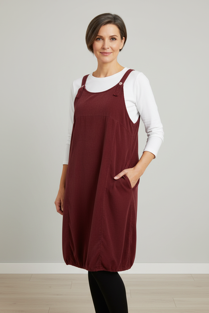 Corduroy Pinafore Midi Dress