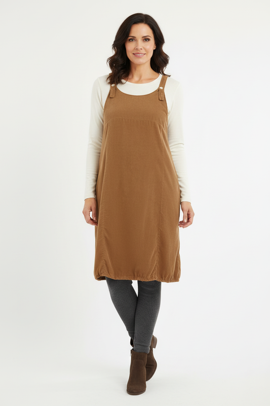 Corduroy Pinafore Midi Dress