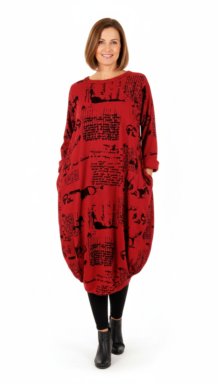 Flocking Script Midi Dress