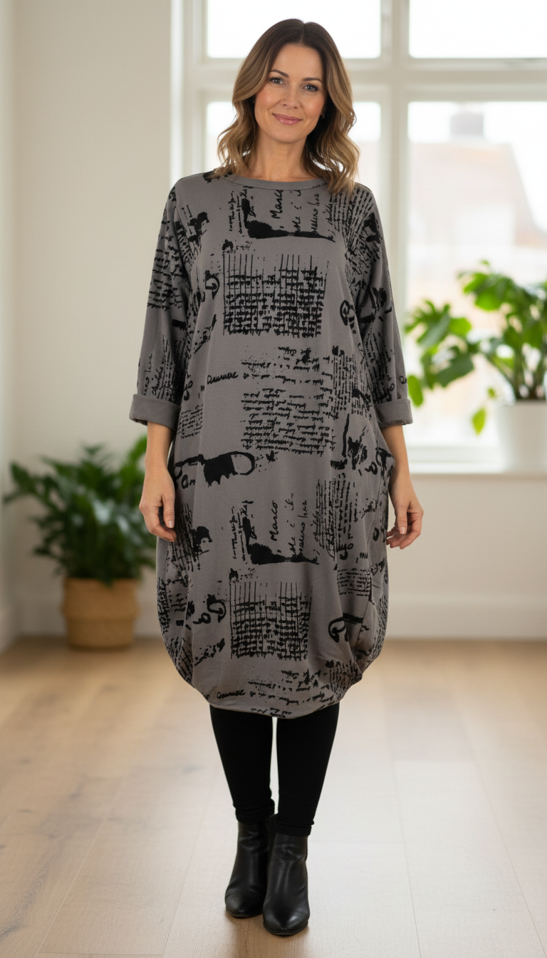 Flocking Script Midi Dress