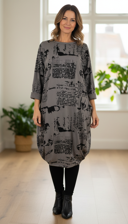 Flocking Script Midi Dress