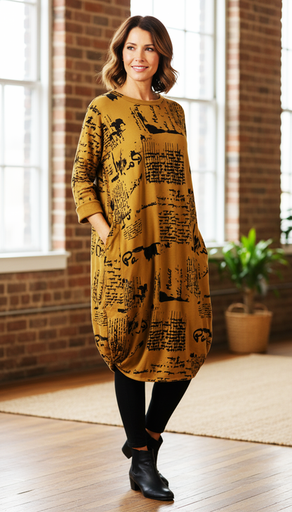 Flocking Script Midi Dress