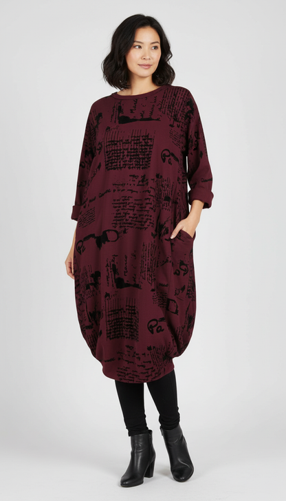 Flocking Script Midi Dress