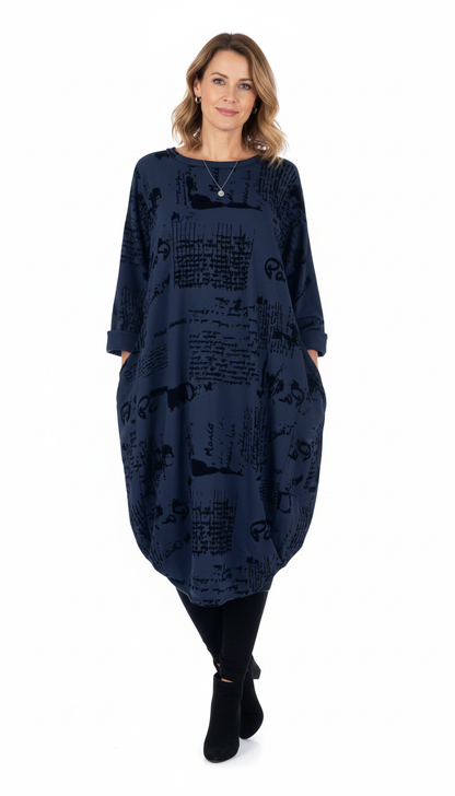 Flocking Script Midi Dress