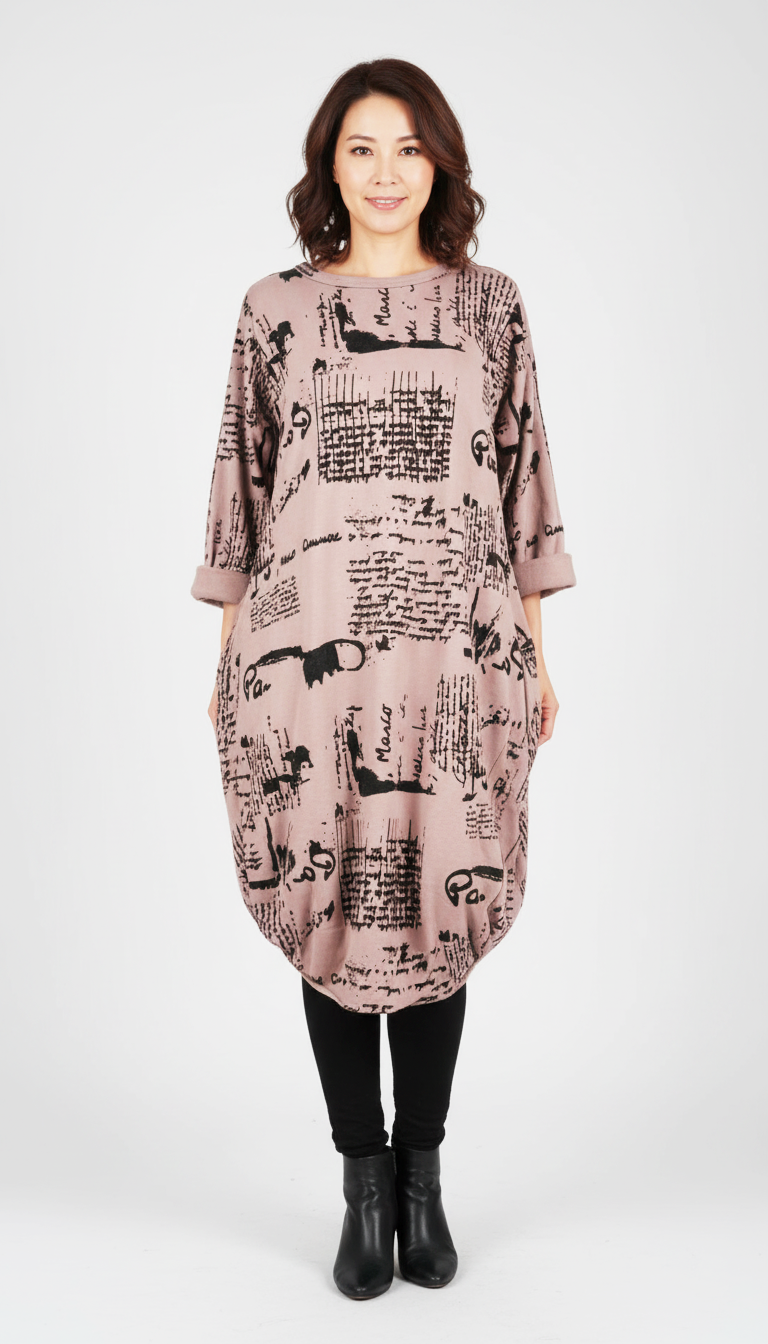 Flocking Script Midi Dress