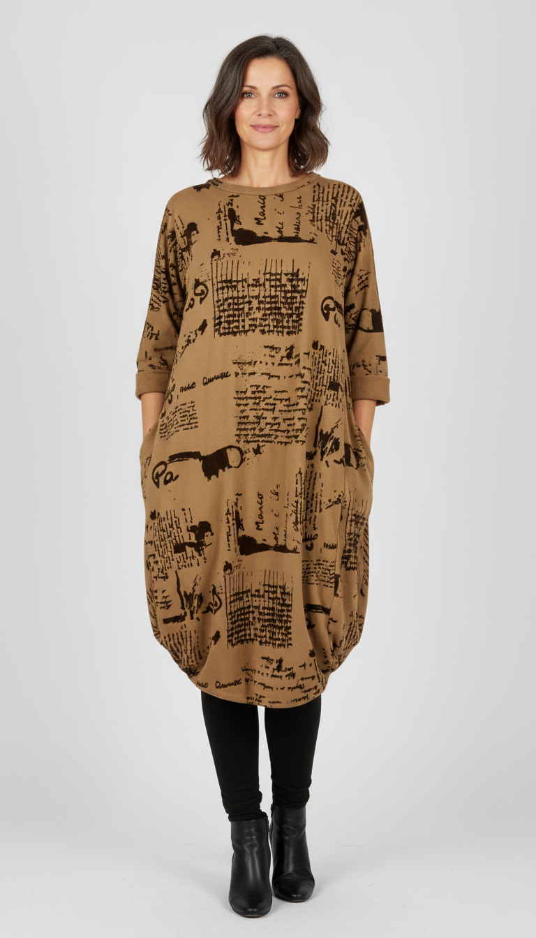 Flocking Script Midi Dress