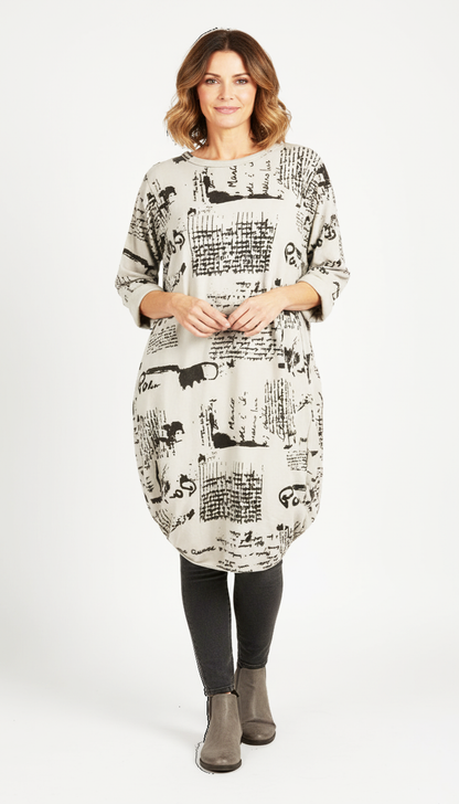 Flocking Script Midi Dress