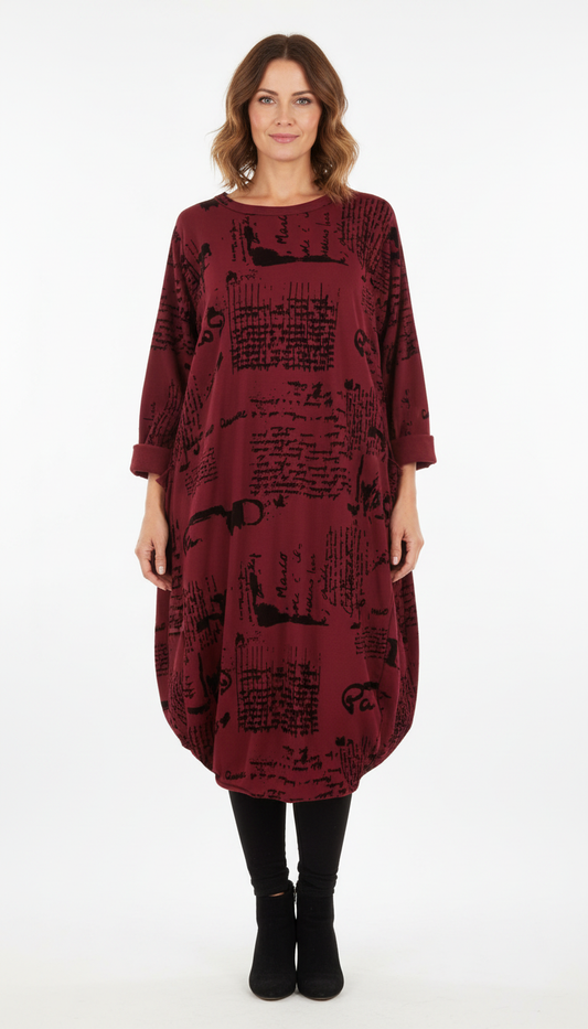 Flocking Script Midi Dress