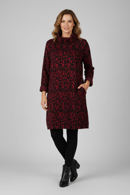 Cowl Cheetah Soft Knit Dress