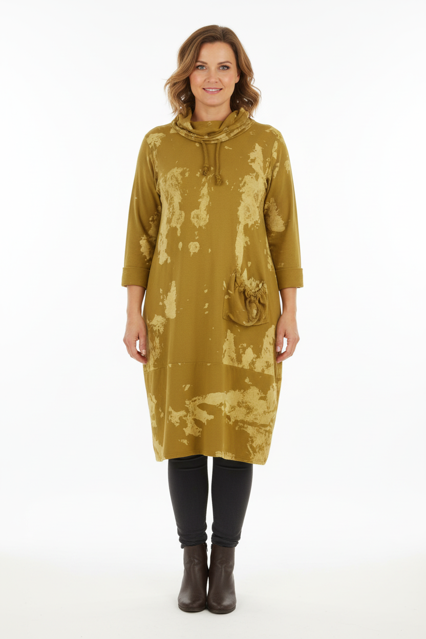 Splash Print Cowl Neck Dress