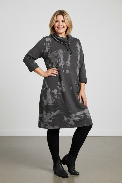 Splash Print Cowl Neck Dress