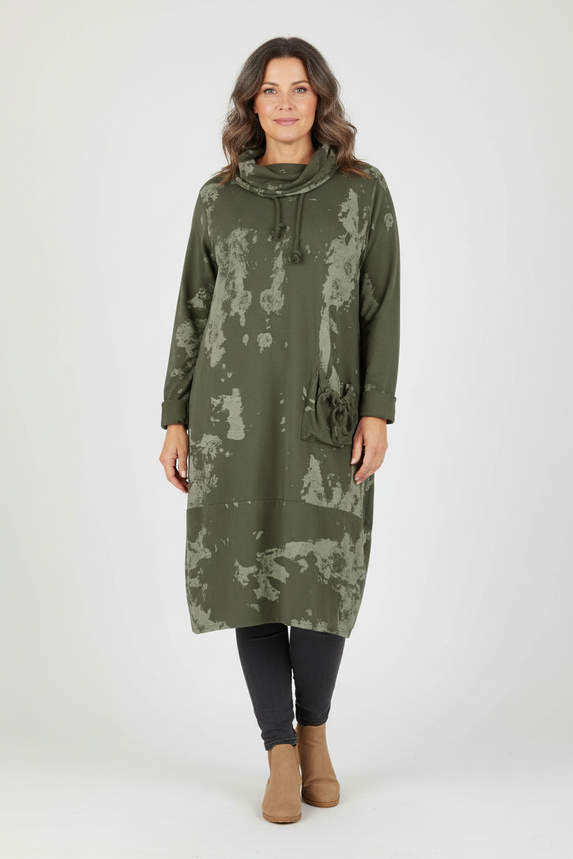 Splash Print Cowl Neck Dress