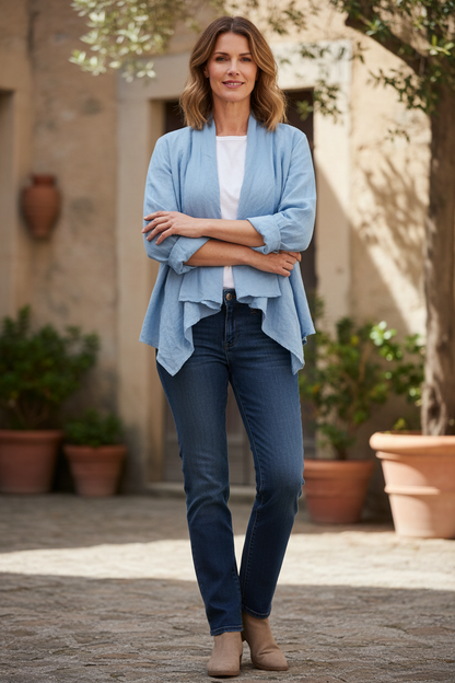 Waterfall Buckle Linen Jacket