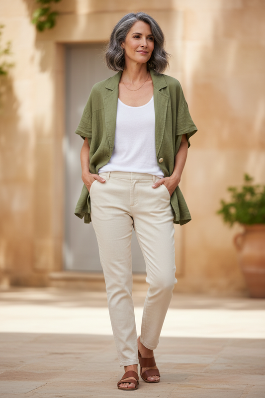 One Button Linen Jacket