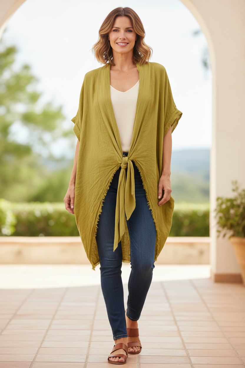 Tie Front Linen Jacket