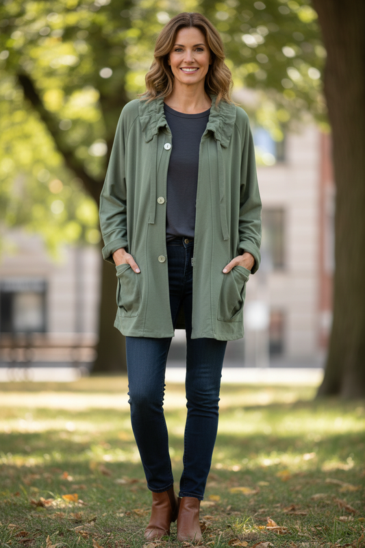 Rushed Collar Jersey Jacket