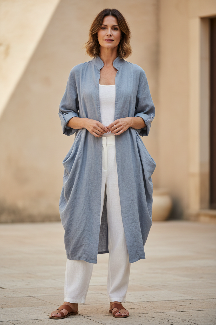 Tab Back Linen Jacket