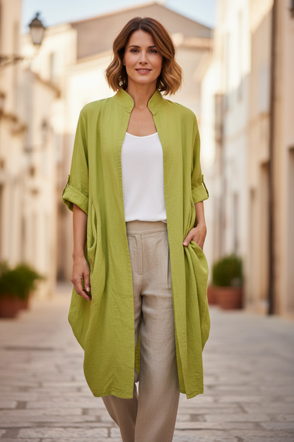 Tab Back Linen Jacket