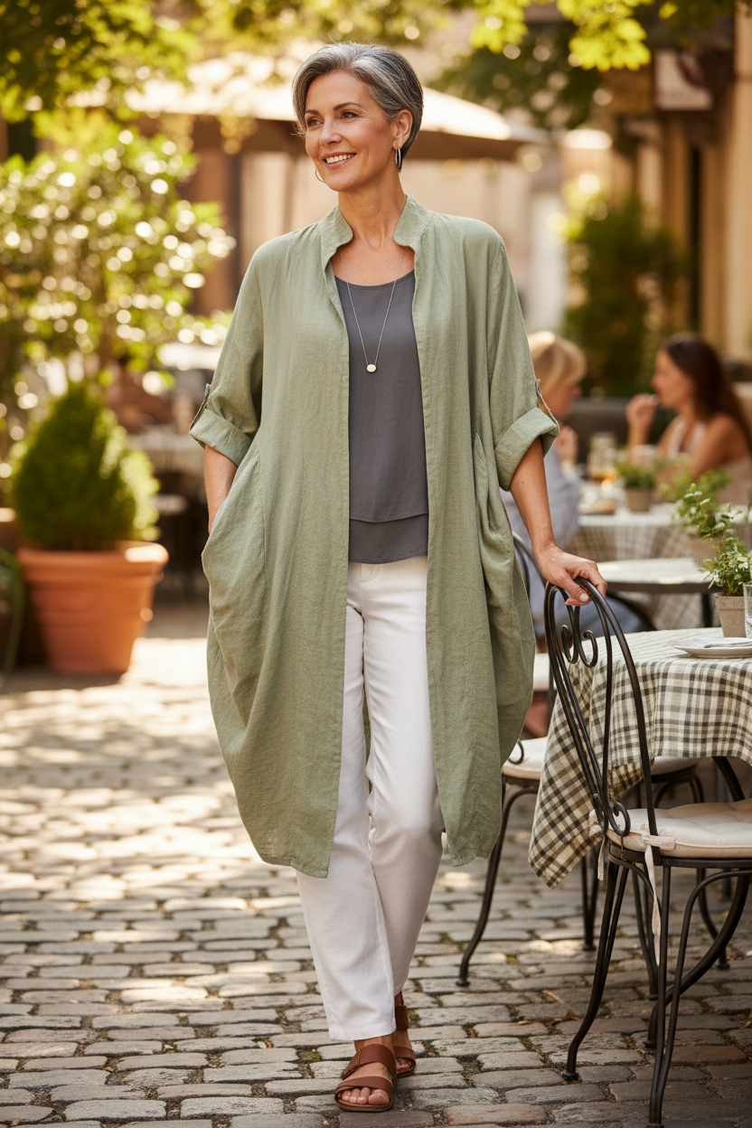 Tab Back Linen Jacket