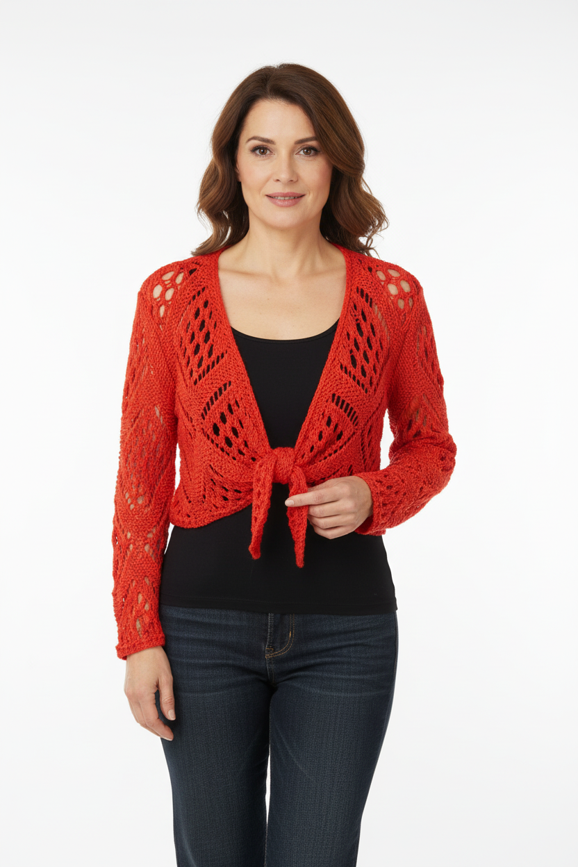Tie Front Crochet Shrug
