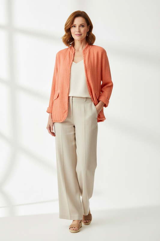 Flap Detail Teabag Linen Jacket