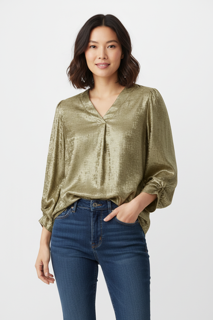 V Neck Lurex Top