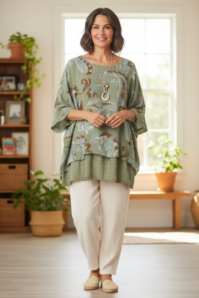 Paisley Print Necklace Top