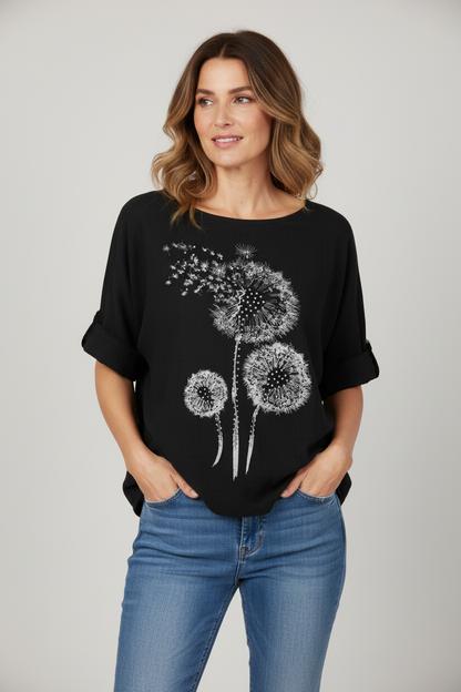 Dandelion Floral Print Cotton Top