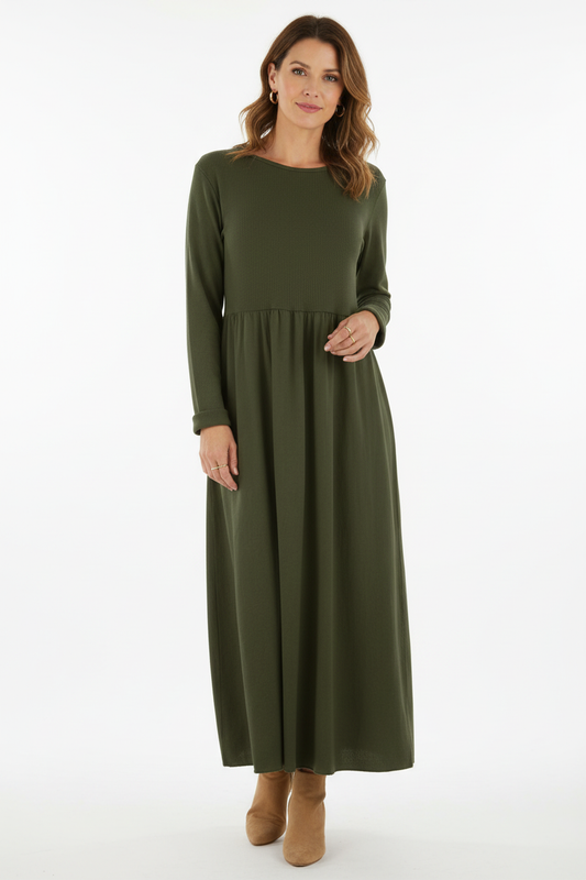 Ribbed Cotton Midi Dress
