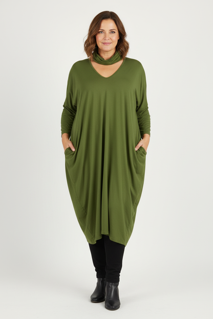 2 Piece V Neck Snood Dress