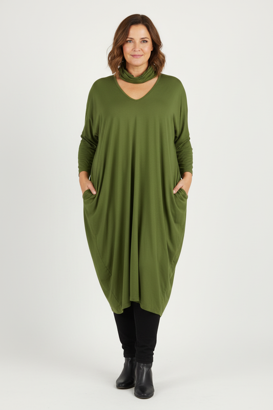 2 Piece V Neck Snood Dress