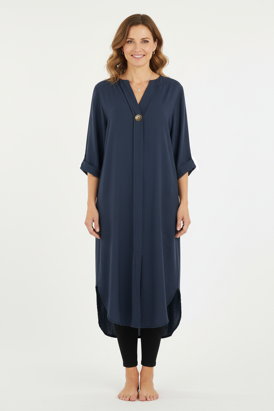 One Button Detail Midi Dress