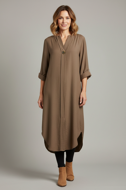 One Button Detail Midi Dress