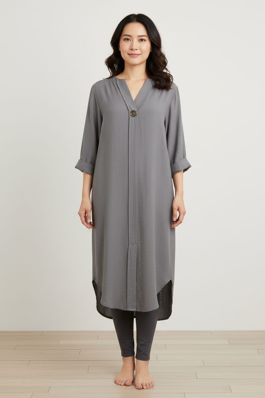 One Button Detail Midi Dress