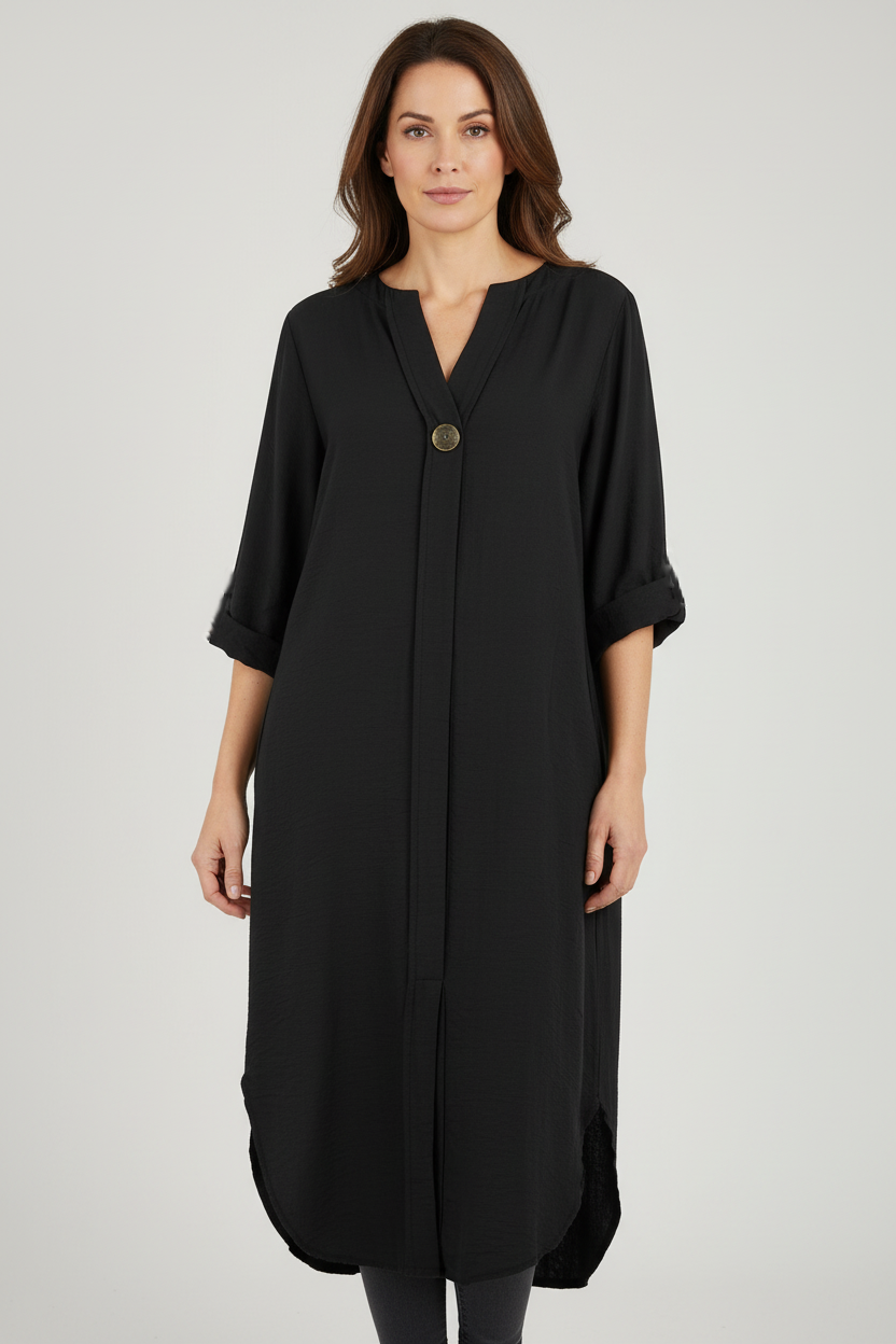 One Button Detail Midi Dress