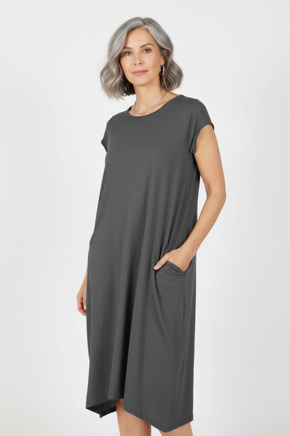 Cap Sleeve 2 Pocket Cotton Midi