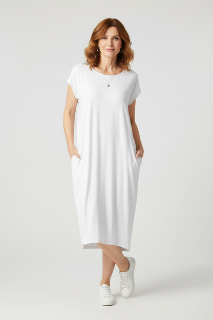 Cap Sleeve 2 Pocket Cotton Midi