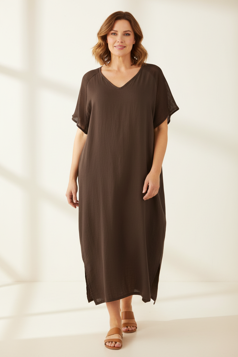Tie Back Linen Dress