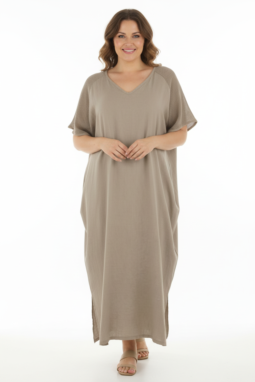Tie Back Linen Dress