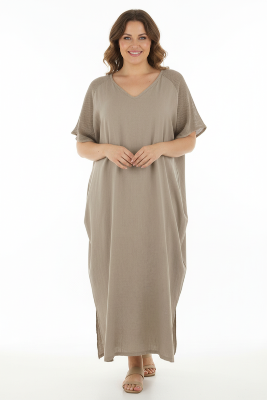 Tie Back Linen Dress